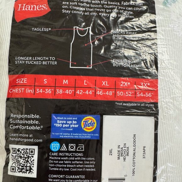 Hanes 2XL Pack of 6 Tagless Tanks - Picture 2 of 3